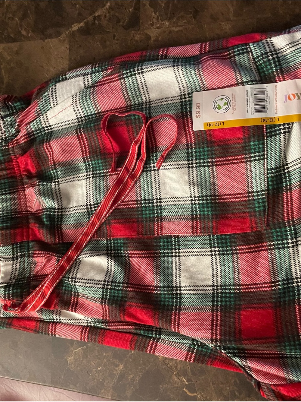 Plaid Flannel Pajama Pants with Drawstring Waist - Red/Green/White